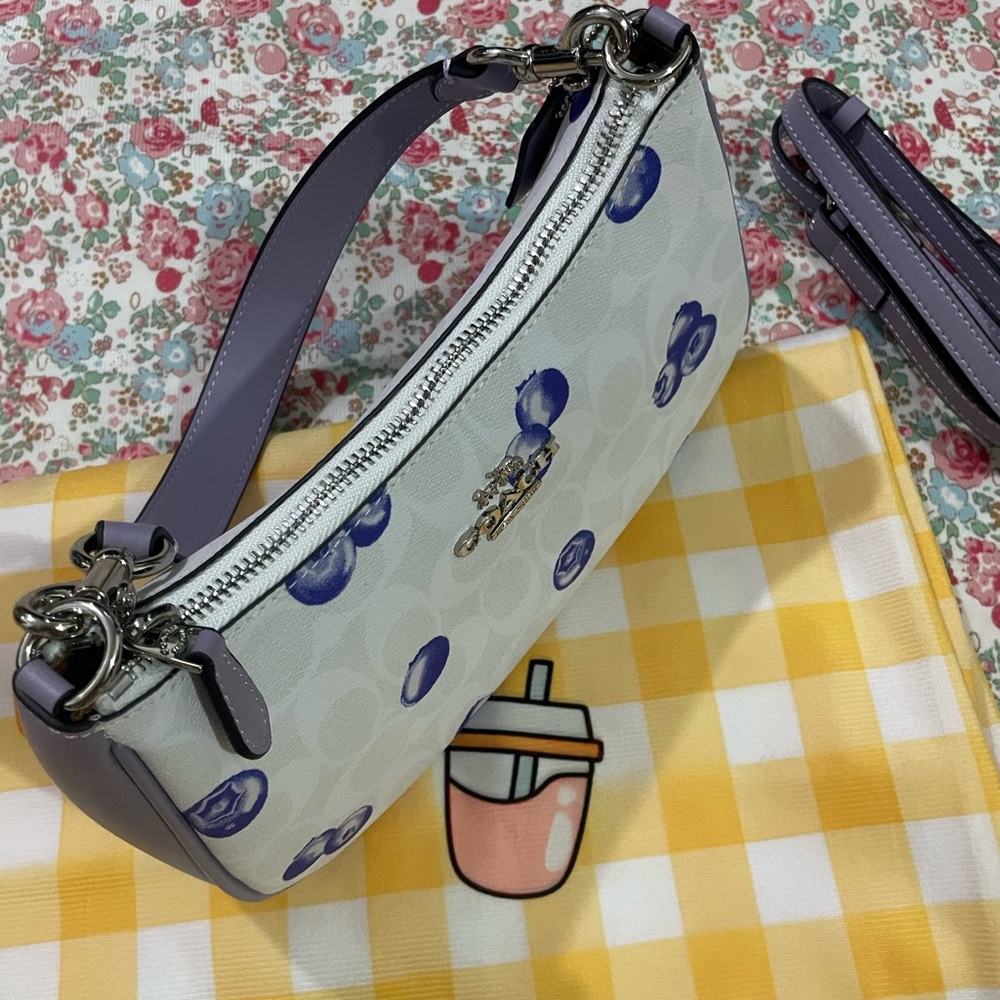 Coach White Crossbody Bag with Blue Blueberry Print - Picture 6 of 10